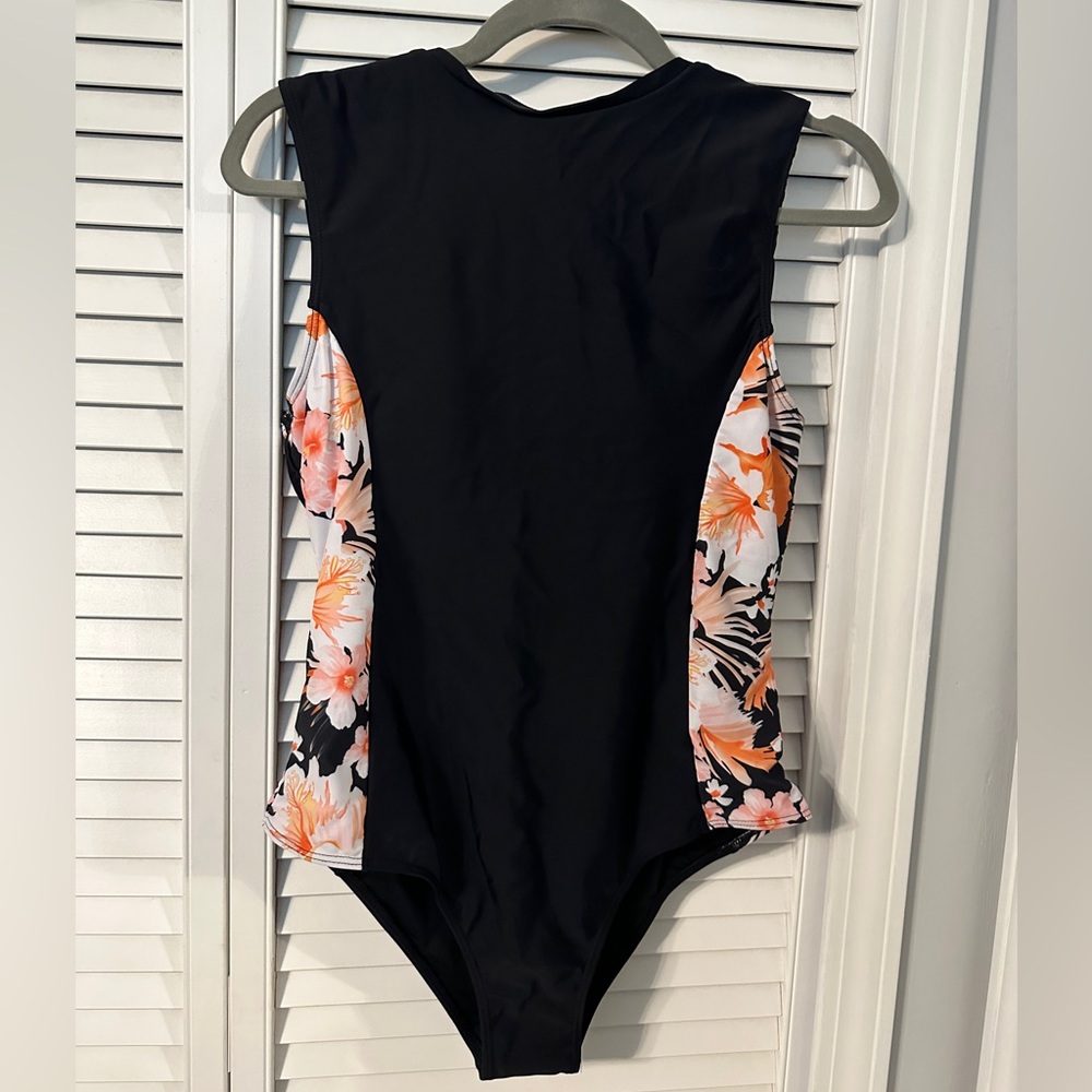 Black Floral One Piece Swimsuit